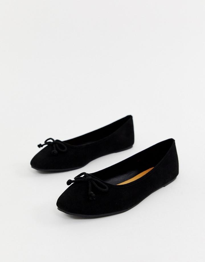 Park Lane Square Toe Ballet Flats - Black