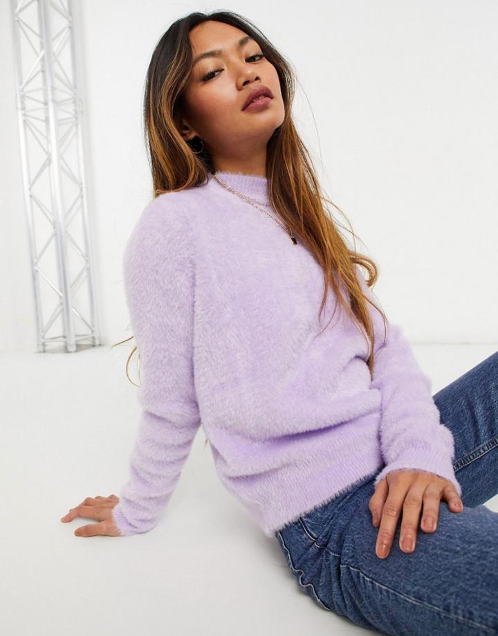 Mango Fluffy Sweater In Lilac-purple