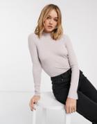 & Other Stories Metallic Ribbed High Neck Sweater In Lilac-multi