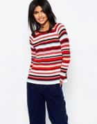 Asos Sweater In Stripe With Pleat Detail - Multi