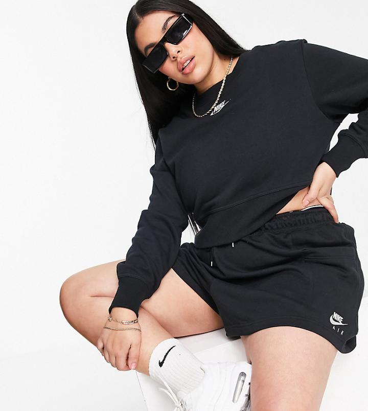 Nike Air Plus Cropped Fleece Sweatshirt In Black