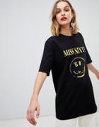 Miss Sixty Face Logo T Shirt Dress - Black
