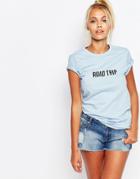 Adolescent Clothing Boyfriend T-shirt With Road Trip Print - Blue
