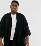 Asos Design Plus Knitted Kimono Jacket In Black - Black
