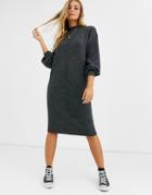 Asos Design Fluffy Midi Dress With Seam Detail