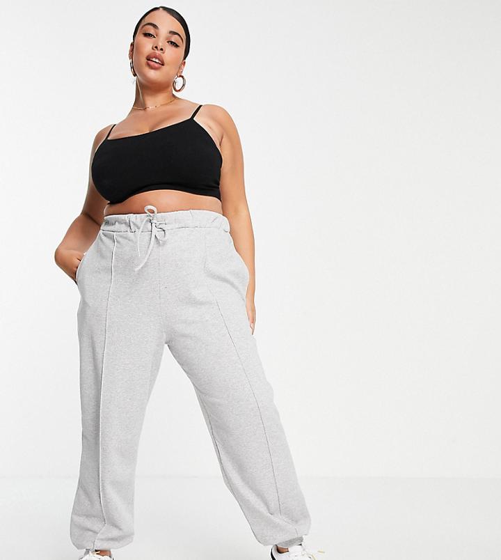 I Saw It First Plus Tie Waist Sweatpants In Gray-grey