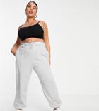 I Saw It First Plus Tie Waist Sweatpants In Gray-grey
