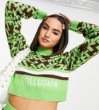 Collusion Knitted Sweater With Geo Jacquard Set-multi