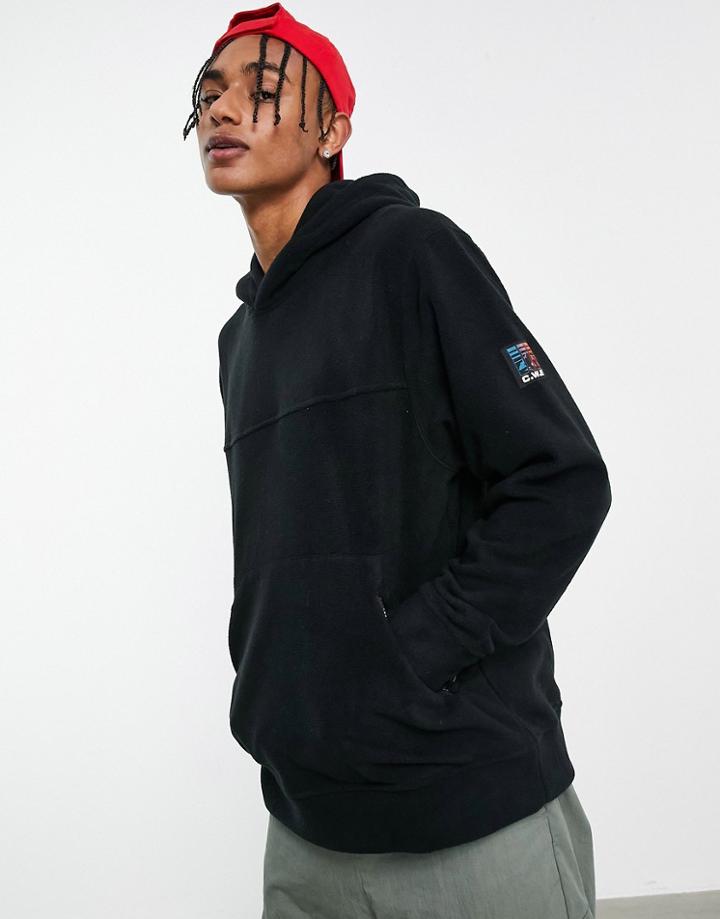 Topman Oversized Cwe Fleece Hoodie In Black
