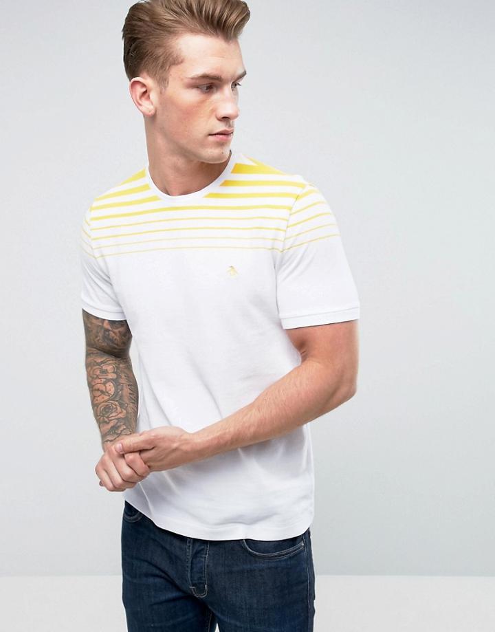 Original Penguin T-shirt Gradient Stripe Slim Fit In White - White