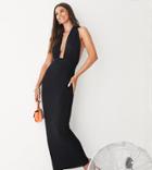 Asos Design Tall Halter Cross Front Maxi Dress In Black