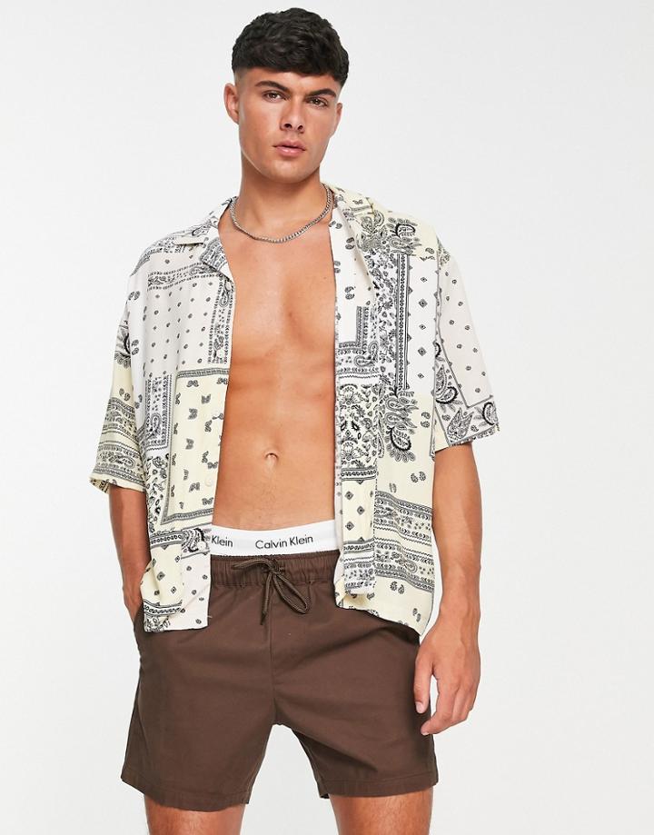 Pull & Bear Paisley Print Shirt In White