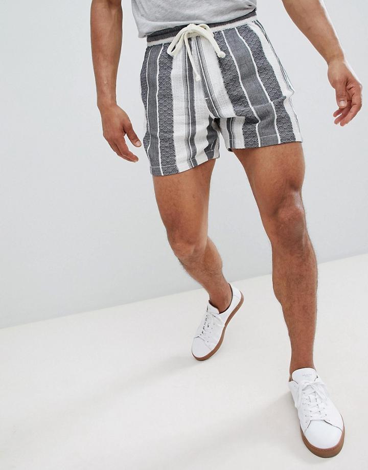 Asos Design Slim Shorts In All Over Stripe - White