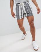 Asos Design Slim Shorts In All Over Stripe - White