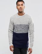 Brave Soul Panel Knit Sweater - Beige
