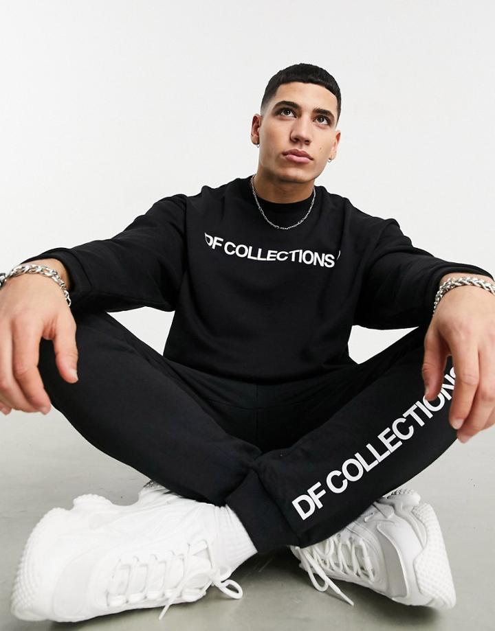 Asos Dark Future Set Sweatshirt In Black With Front Logo Print