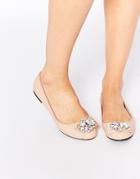 Faith Arctic Nude Embellished Ballet Flat Shoes - Nude
