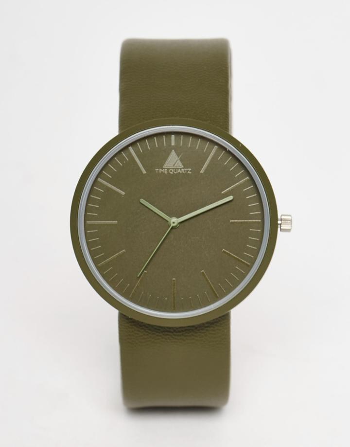 Asos Sleek Watch In Khaki - Khaki