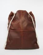 Lyle & Scott Leather Drawstring Backpack - Brown
