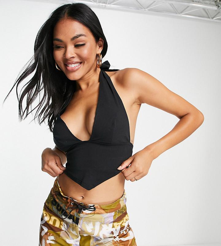 Asyou Plunge Scarf Top In Black