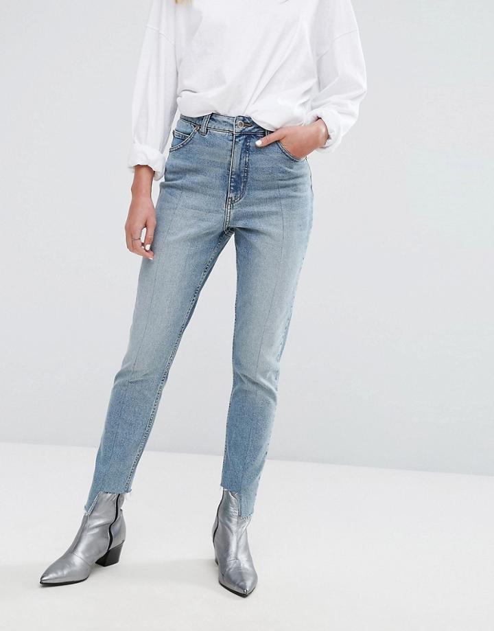 Cheap Monday High Rise Mom Jean With Stepped Hem - Blue