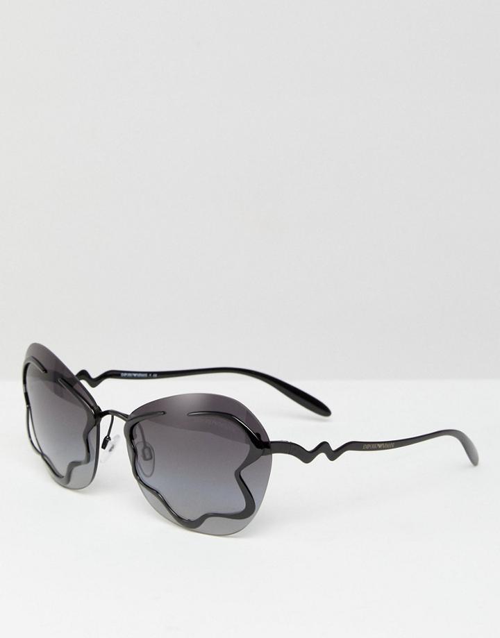 Emporio Armani 0ea2060 Oversized Cat Eye Sunglasses In Black 65mm - Black