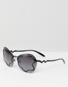 Emporio Armani 0ea2060 Oversized Cat Eye Sunglasses In Black 65mm - Black