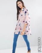 Asos Tall Oversize Contemporary Floral Print Blouse - Multi