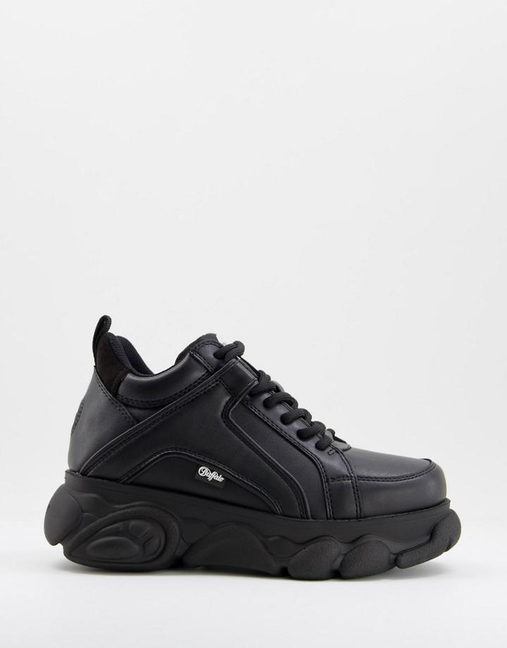 Buffalo Vegan Corin Low Platform Sneakers In Black