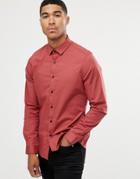 Asos Design Slim Fit Shirt In Red - Red