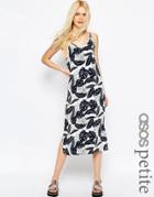 Asos Petite Midi Dress In Mono Palm Print