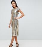 Tfnc Tall Allover Sequin Midi Dress - Gold
