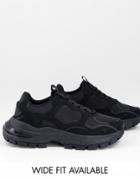 Asos Design Sneakers In Black On Chunky Sole