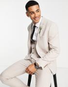 Asos Design Wedding Super Skinny Suit Jacket In Birdseye Texture In Stone-neutral