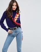 Asos Sweater With Contrast Ruffle - Multi