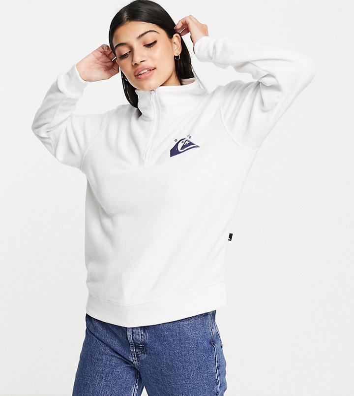 Quiksilver Polar Logo Quarter Zip Fleece In White - Exclusive To Asos
