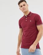 Abercrombie & Fitch Stretch Slim Fit Pique Polo Icon Logo In Burgundy - Red