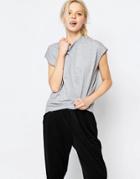 Monki High Round Neck T-shirt - Gray Melange