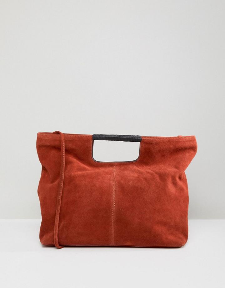 Asos Suede Grab Handle Shopper - Red