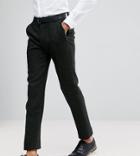 Asos Tall Slim Suit Pants In 100% Wool Harris Tweed In Green Herringbone - Green