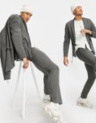 Asos Design Skinny Suit Pants With Gray Pinstripe-grey