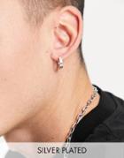 Asos Design 11mm Hoops With Colorful Hearts In Real Silver Plate
