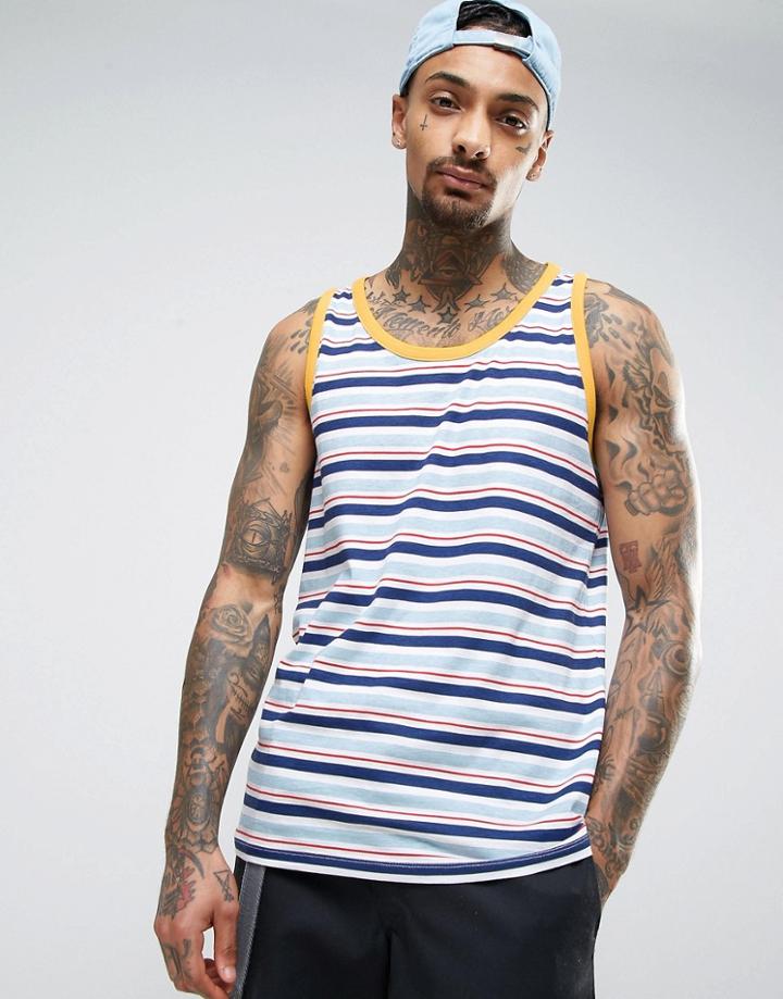 Asos Tank With Retro Stripe & Contrast Binding - Multi