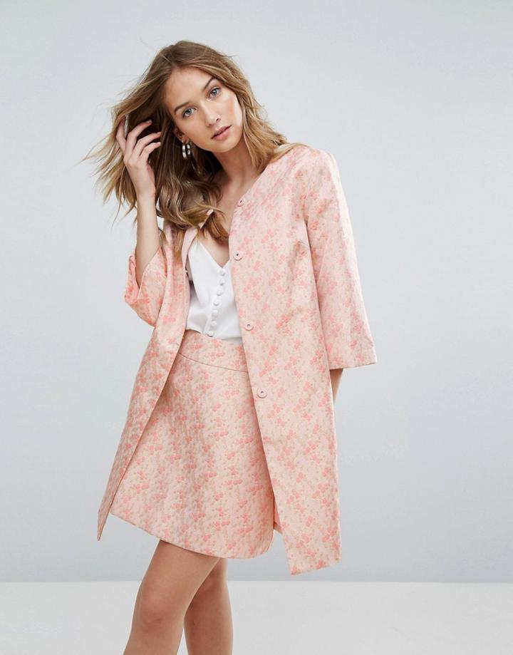 Traffic People Jacquard Coat - Pink