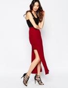 Love Lace Up Maxi Skirt - Red
