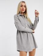 Missguided Cord Smock Dress In Gray-grey