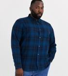French Connection Plus Tonal Flannel Check Shirt-navy