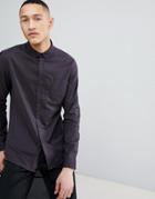 Asos Design Casual Slim Oxford Shirt In Black - Black