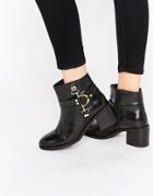 Ravel D-ring Leather Ankle Boots - Black