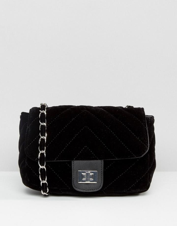 Pieces Harem Velvet Cross Body Bag - Black